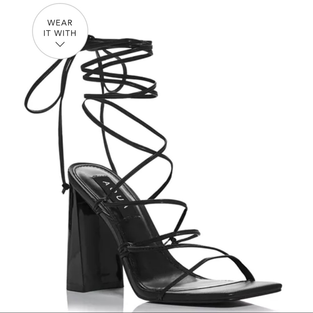 AQUA Leah Ankle Tie High Heel Sandals